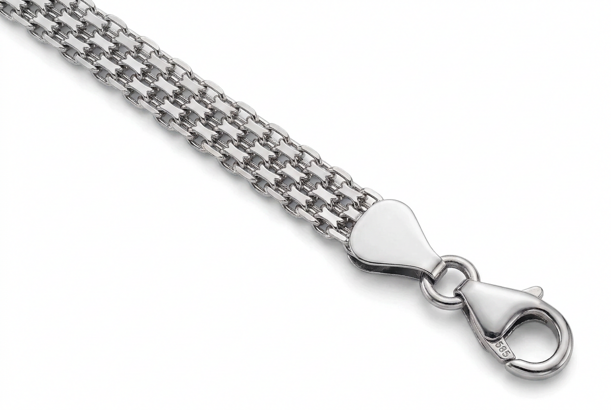 14K White Gold Bismark Bracelet, view 6