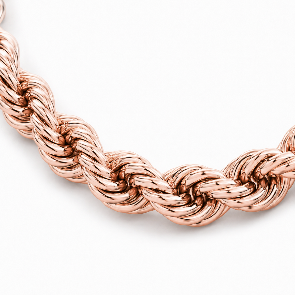 14K Rose Gold Semi-Solid Diamond-Cut Rope Chain, styled view