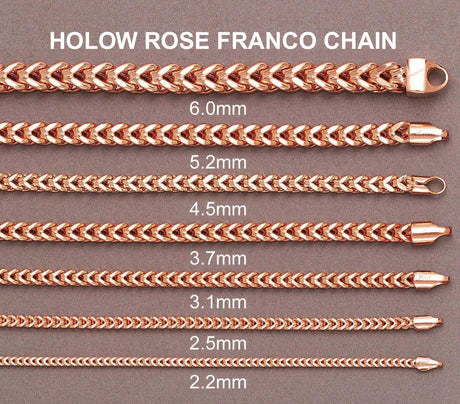 14K Rose Gold Chain - Semi-Solid Rose Franco Chain
