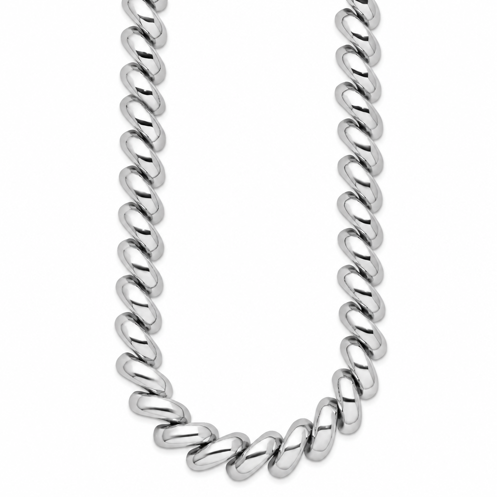 18K White Gold San Marco Chain Necklace, view 6