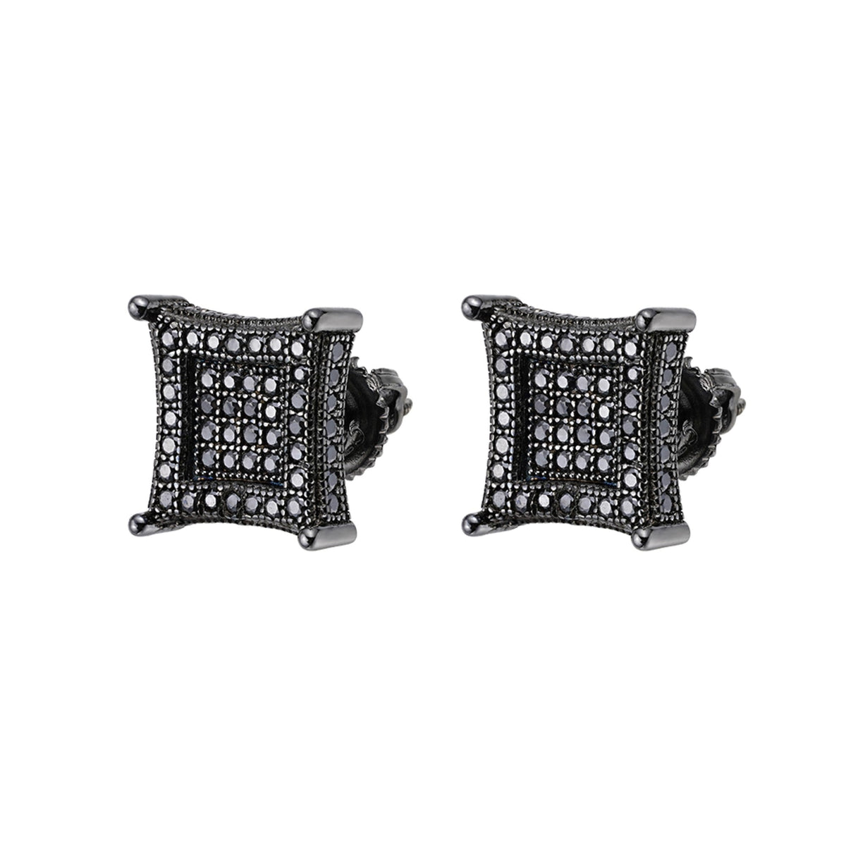 Kite Black Moissanite Stud Earrings – 925 Sterling Silver, Black Finish, 0.70 CTW, view 2