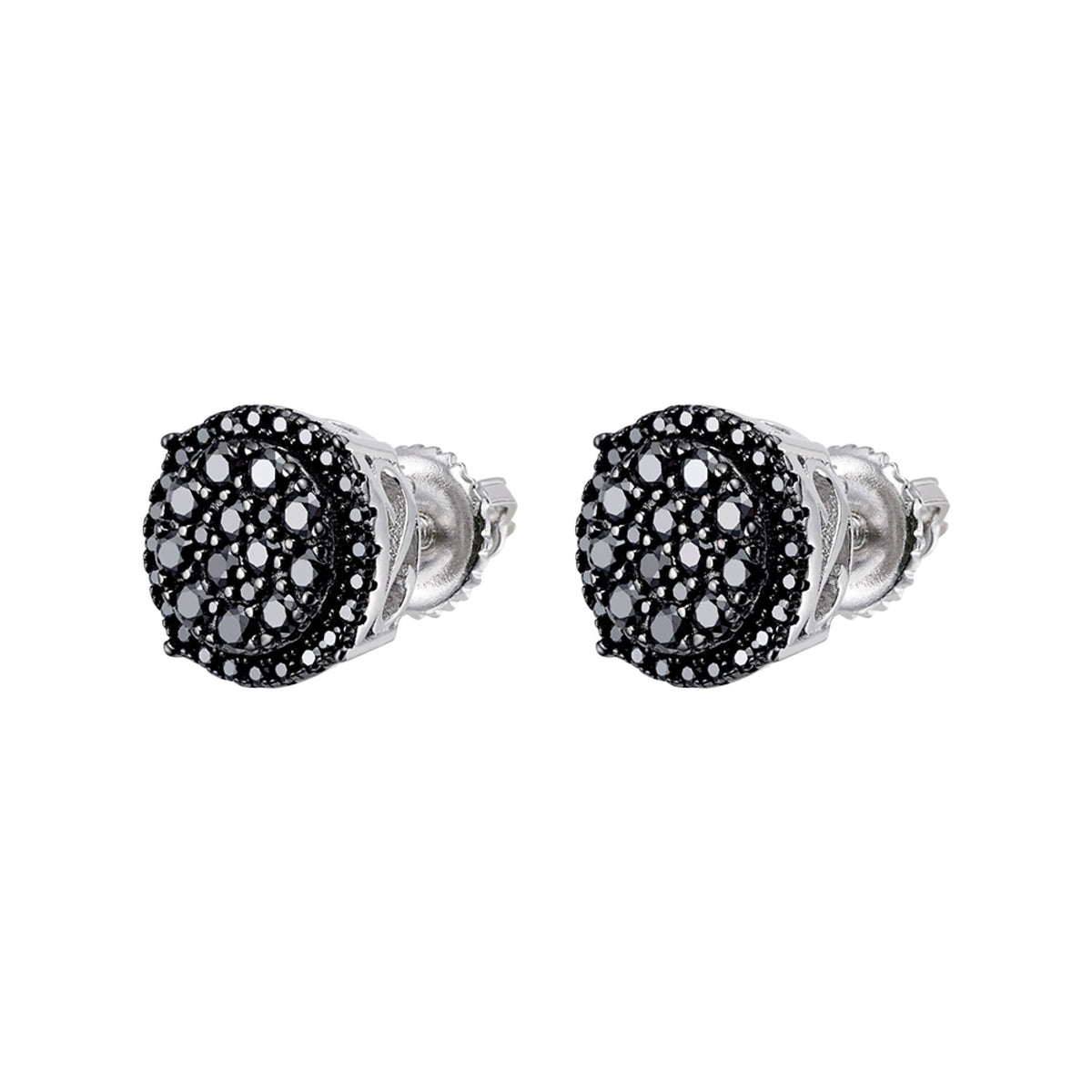 Round Cluster Black Moissanite Stud Earrings – 925 Sterling Silver, Black Finish, 0.71 CTW, view 2