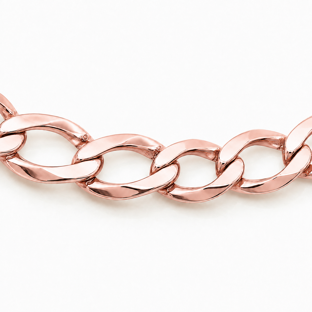 14K Rose Gold Semi-Solid Cuban Curb Link Chain, alternate view
