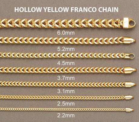 14K Yellow Gold Semi-Solid Franco Chain