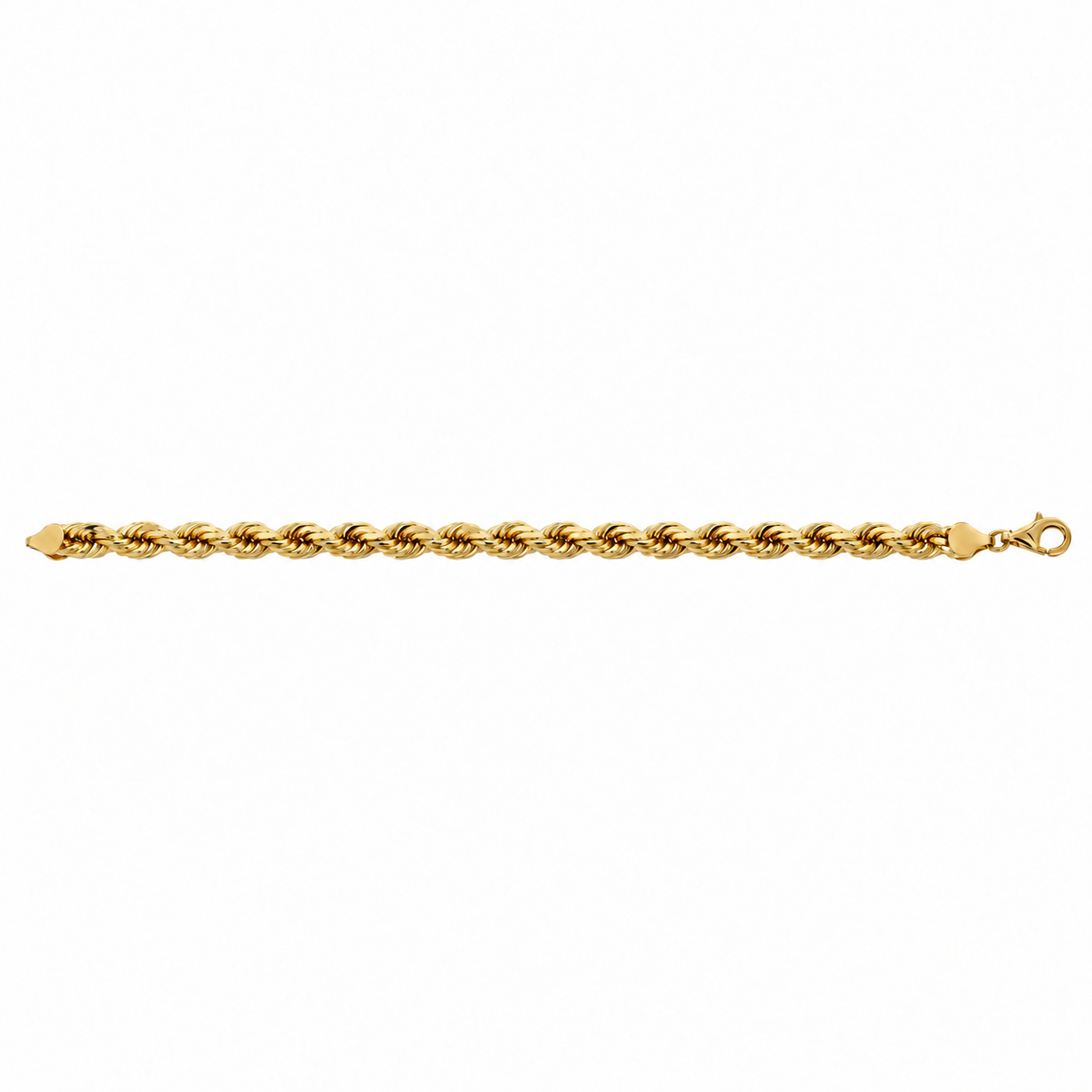 14K Gold Solid Rope Bracelet, side view
