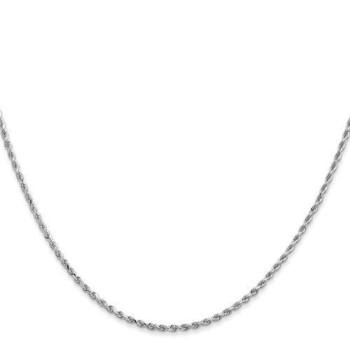 18K White Gold Solid Rope Chain, detail view