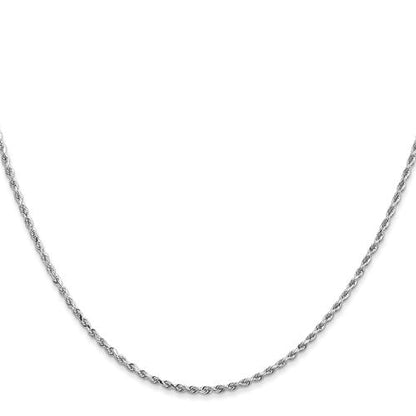 18K White Gold Solid Rope Chain, detail view