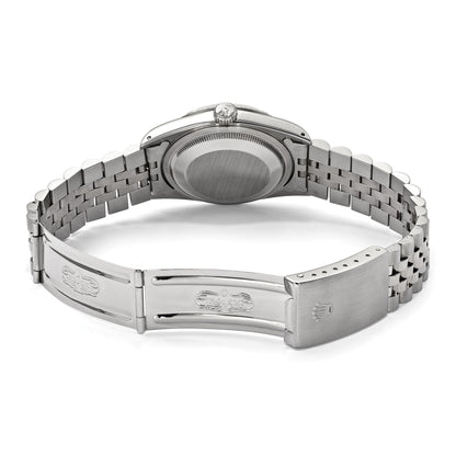 Pre-owned Rolex Datejust 36mm steel watch with grey dial and diamond bezel, additional view