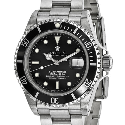 Pre-owned Rolex Submariner 40mm stainless steel watch with black dial, another angle