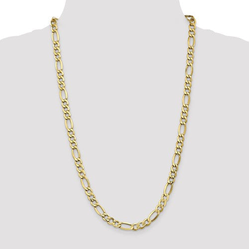 10K Yellow Gold Semi-Solid Figaro Chain, alternate angle