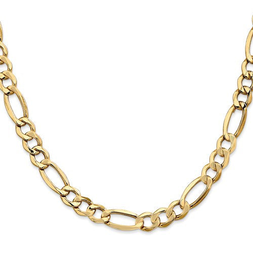 10K Yellow Gold Semi-Solid Figaro Chain, additional angle