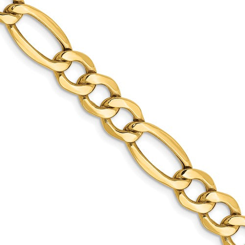10K Yellow Gold Semi-Solid Figaro Chain, product photo