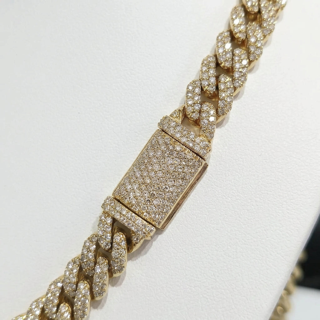 10K Yellow Gold 8MM Diamond Miami Cuban Chain – 22 Inch, 12.45 CT, view 10