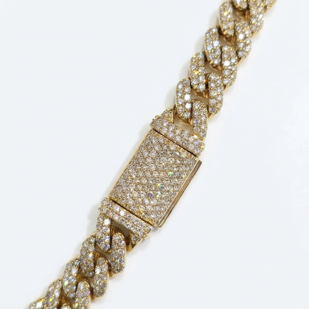 10K Yellow Gold 8MM Diamond Miami Cuban Chain – 22 Inch, 12.45 CT, view 2