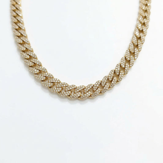 10K Yellow Gold 6MM 2-Row Diamond Miami Cuban Chain – 18 Inch, 7 CT, view 5