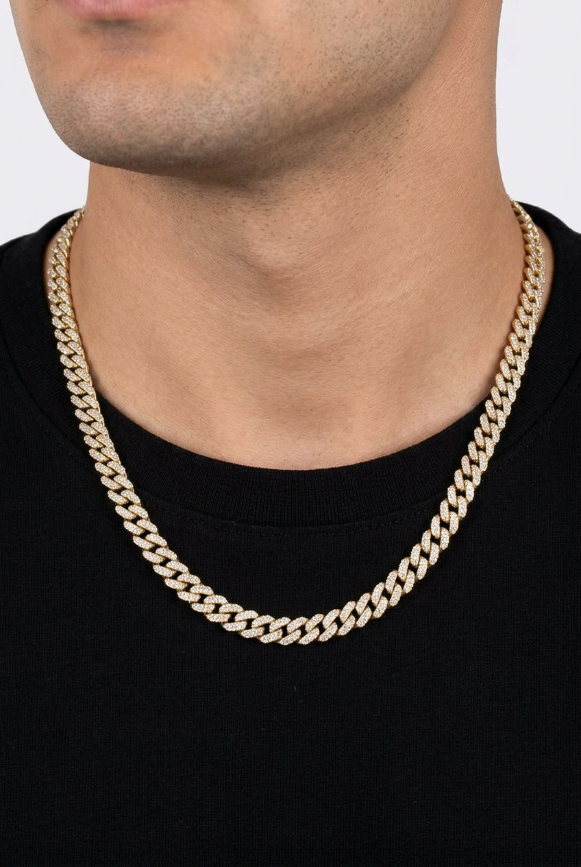 10K Yellow Gold 6MM 2-Row Diamond Miami Cuban Chain – 18 Inch, 7 CT, view 6