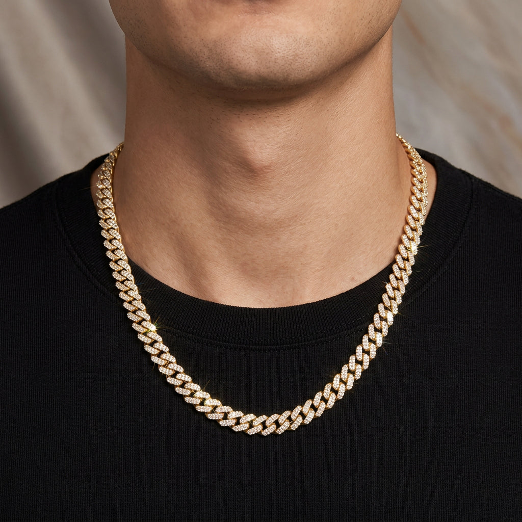 10K Yellow Gold 8MM Diamond Miami Cuban Chain – 22 Inch, 12.45 CT, view 5