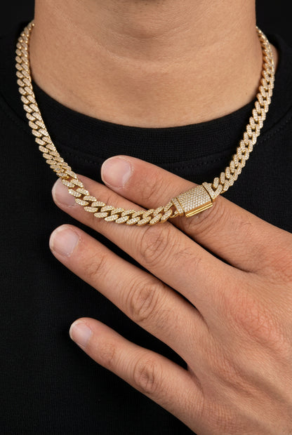 10K Yellow Gold 6MM 2-Row Diamond Miami Cuban Chain – 18 Inch, 7 CT, view 3