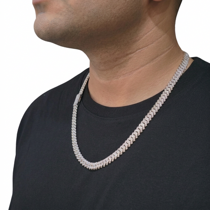 925 Sterling Silver Natural Diamond Miami Cuban Link Chain