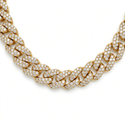 10K Yellow Gold 8MM Diamond Miami Cuban Chain – 22 Inch, 12.45 CT, view 3