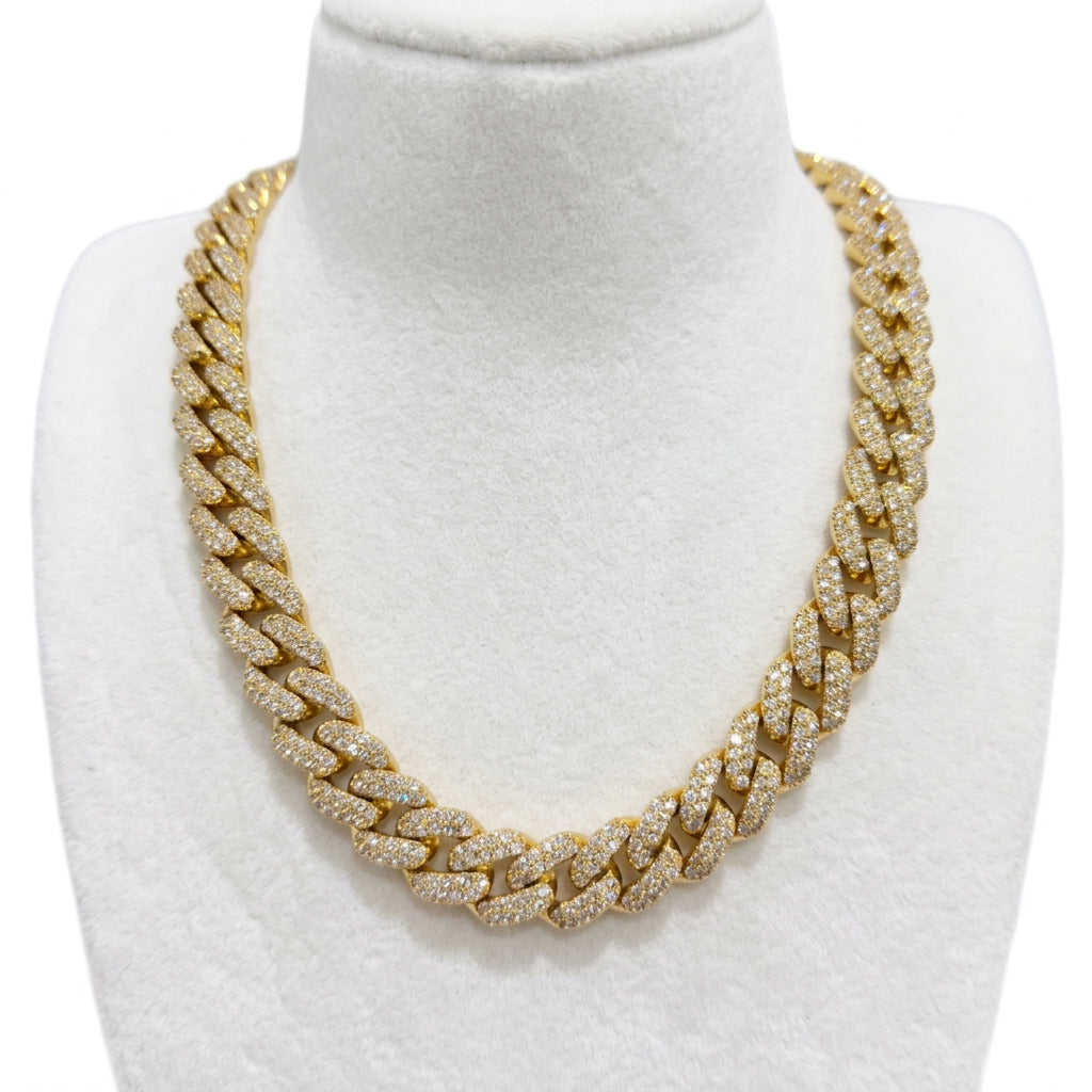 10K Yellow Gold 8MM Diamond Miami Cuban Chain – 22 Inch, 12.45 CT, view 7