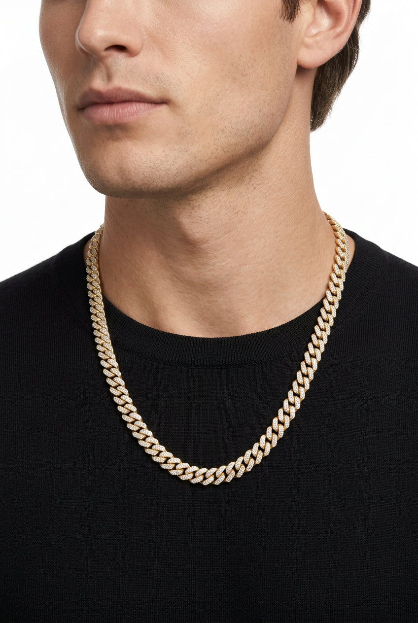 10K Yellow Gold 8MM Diamond Miami Cuban Chain – 22 Inch, 12.45 CT, view 6