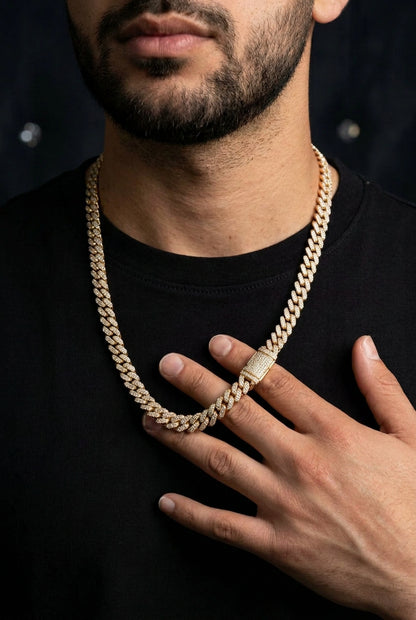 10K Yellow Gold 8MM Diamond Miami Cuban Chain – 22 Inch, 12.45 CT