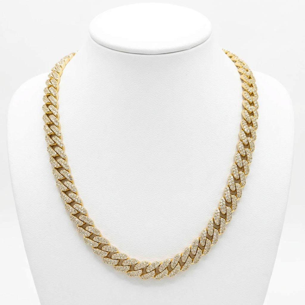 10K Yellow Gold 8MM Diamond Miami Cuban Chain – 22 Inch, 12.45 CT, view 4