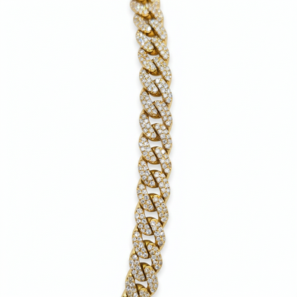 10K Yellow Gold 8MM Diamond Miami Cuban Chain – 22 Inch, 12.45 CT