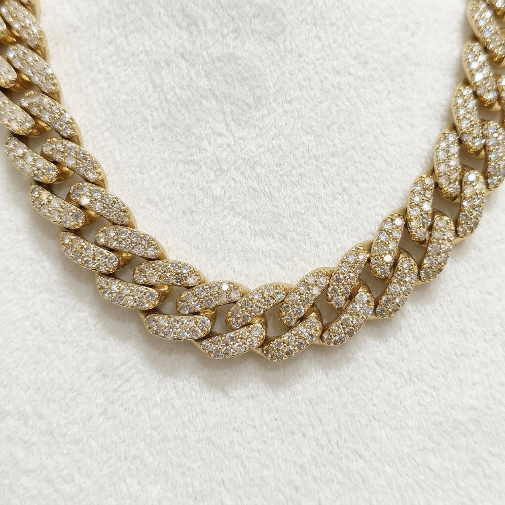 10K Yellow Gold 8MM Diamond Miami Cuban Chain – 22 Inch, 12.45 CT, view 11