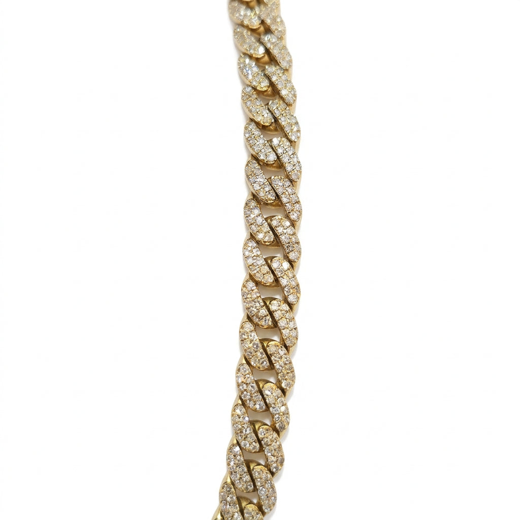 10K Yellow Gold 8MM Diamond Miami Cuban Chain – 22 Inch, 12.45 CT, view 8
