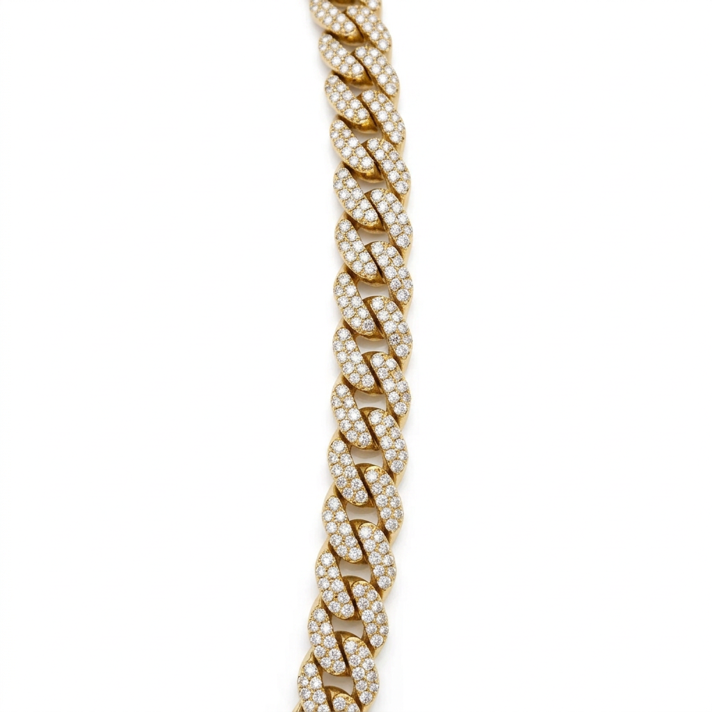 10K Yellow Gold 8MM Diamond Miami Cuban Chain – 22 Inch, 12.45 CT