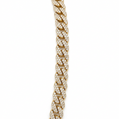 10K Yellow Gold 8MM Diamond Miami Cuban Chain – 22 Inch, 12.45 CT