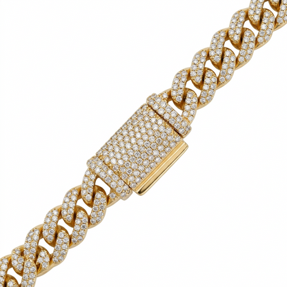 10K Yellow Gold 6MM 2-Row Diamond Miami Cuban Chain – 18 Inch, 7 CT