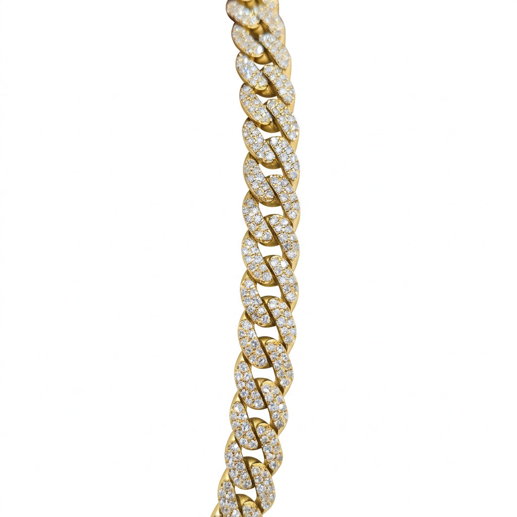 10K Yellow Gold 6MM 2-Row Diamond Miami Cuban Chain – 18 Inch, 7 CT, view 4