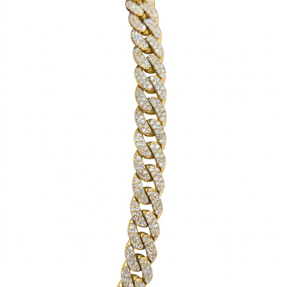 10K Yellow Gold 6MM 2-Row Diamond Miami Cuban Chain – 18 Inch, 7 CT, view 4