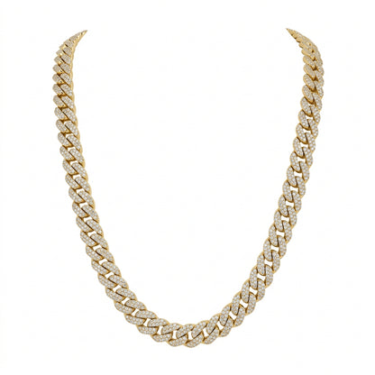 10K Yellow Gold 6MM 2-Row Diamond Miami Cuban Chain – 18 Inch, 7 CT
