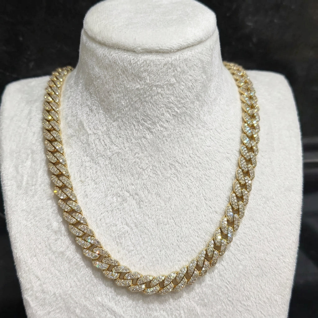 10K Yellow Gold 8MM Diamond Miami Cuban Chain – 22 Inch, 12.45 CT, view 12