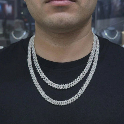 925 Sterling Silver Natural Diamond Miami Cuban Link Chain, view 2