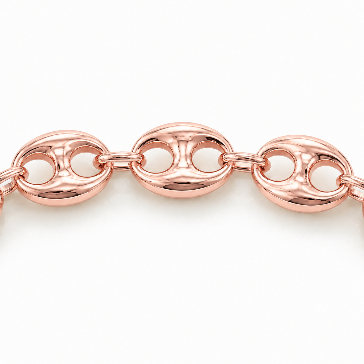 10K Rose Gold Semi-Solid Puff Chain, close-up of the link detail