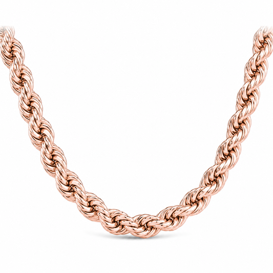10K Rose Gold Semi-Solid Rope Chain