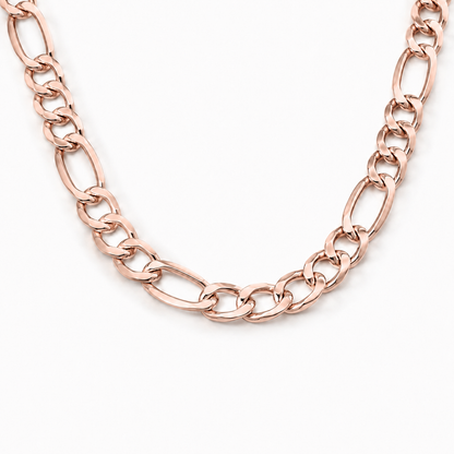 14K Rose Gold Semi-Solid Figaro Chain, front view