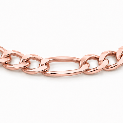 14K Rose Gold Semi-Solid Figaro Chain, close-up of the link detail