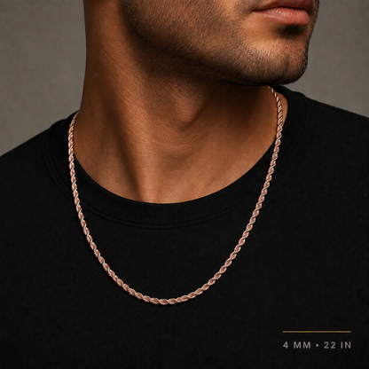 10K Rose Gold Solid Rope Chain, styled view