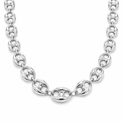 925 Sterling Silver Puffed Mariner Chain