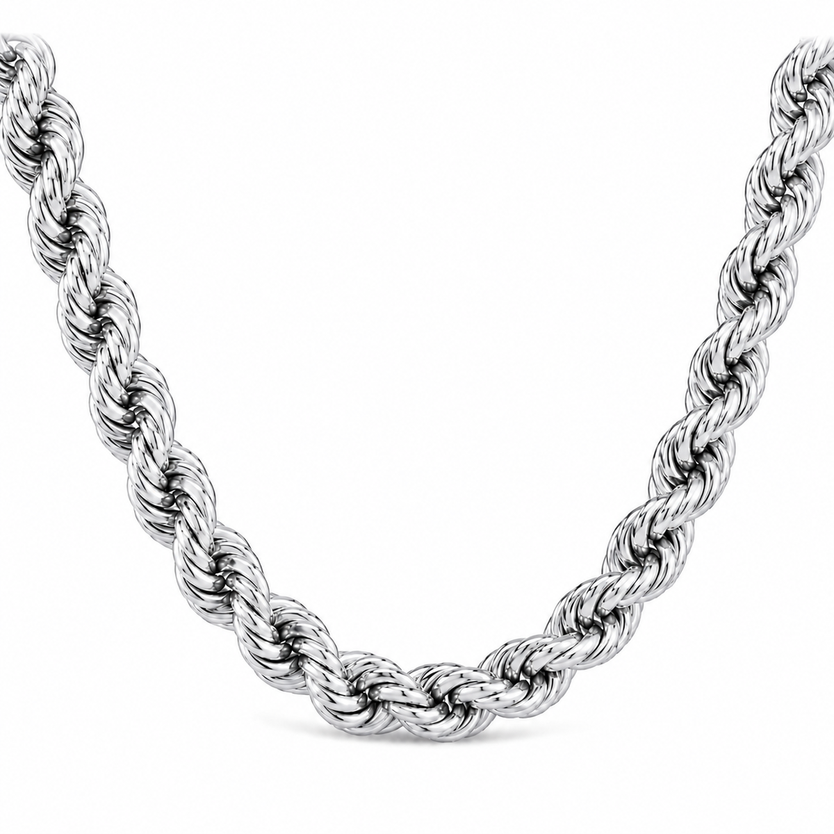10K White Gold Semi-Solid Rope Chain