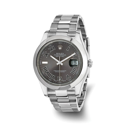 Pre-owned Rolex Datejust II reference 116300 41mm stainless steel watch with grey Roman numeral dial on an Oyster bracelet