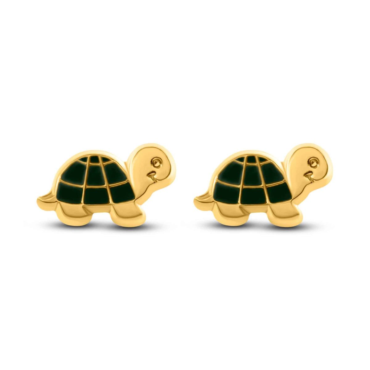 14K yellow gold turtle screw back stud earrings