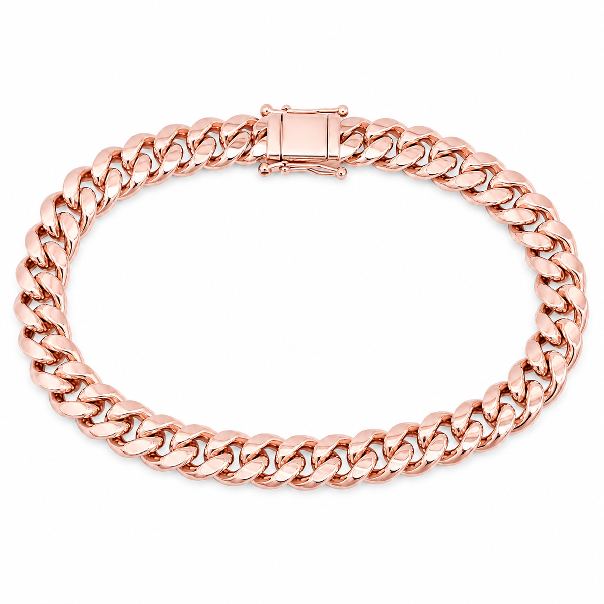 14K Rose Gold Semi-Solid Miami Cuban Link Chain, angled view