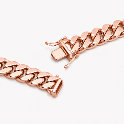 14K Rose Gold Semi-Solid Miami Cuban Link Chain, close-up of the link detail